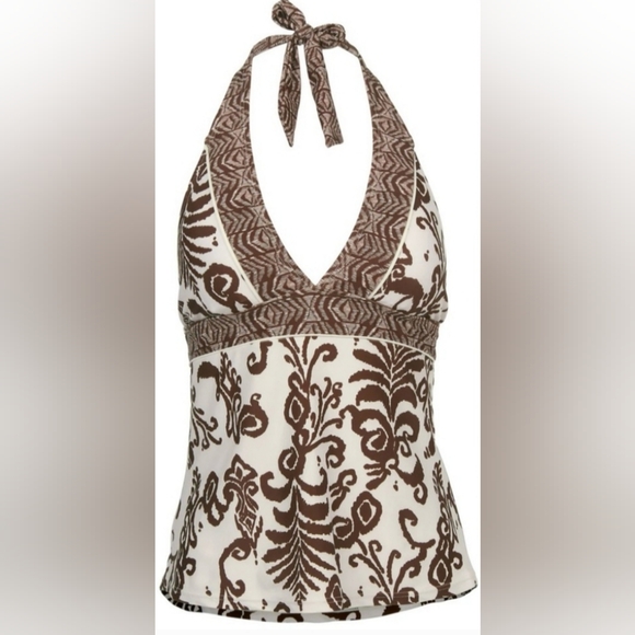 Bohemian Halter Brown & Cream Tankini Size 12 - Picture 3 of 3